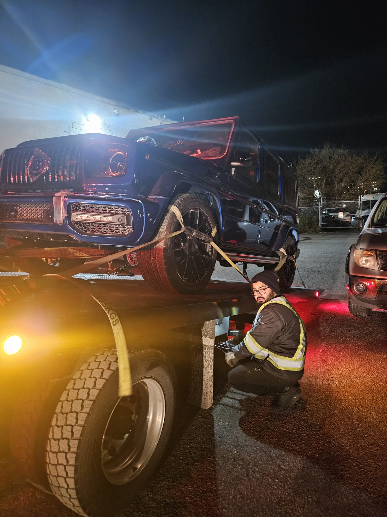 jeep being towed